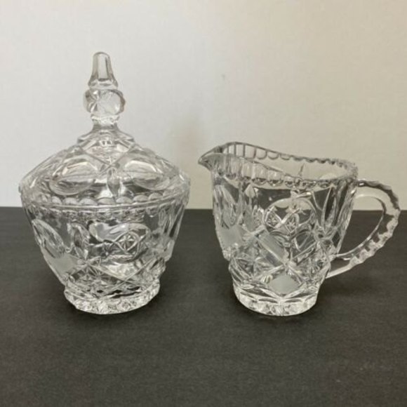 Clear & Matte Glass Creamer and Sugar with Lid‎ Set - Picture 1 of 11